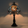 Tiffany Style Table Lamp,Stained Glass Skull Desk Lamp(8x8x15inch)