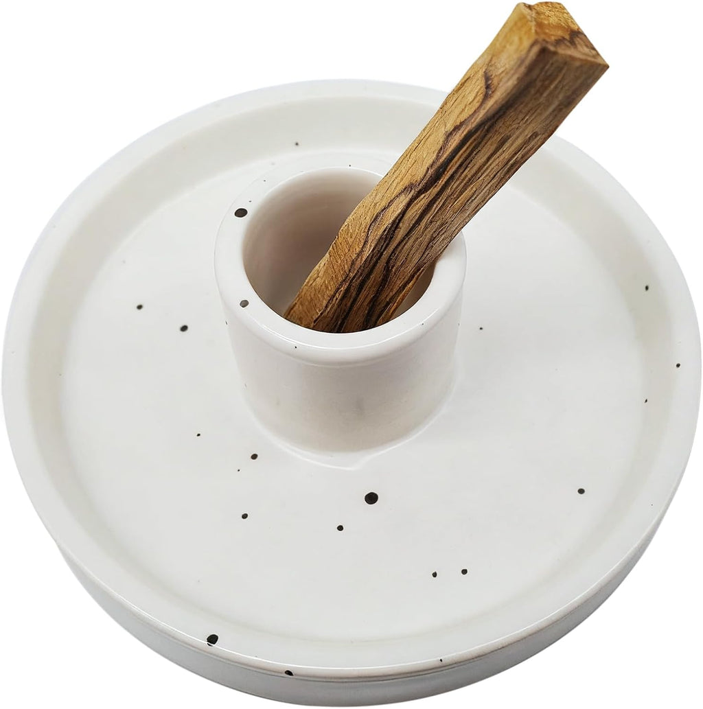 Palo Santo Holder, Ceramic Incense Stick Holder, Sage Holder for Yoga, Meditation, and Energy Cleansing, Unique Ceramic Incense Holder Gift for Palo Santo Sticks (White)