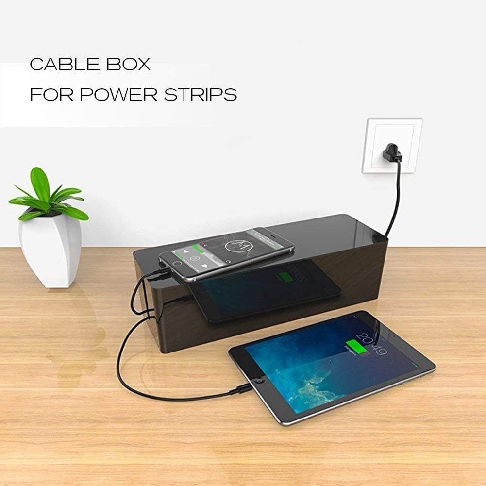 ShellKingdom Cable Management Box, 2 Set Cable Organizer for Cable and Cord Management, Storage and Holder to Cover and Hide & Power Strips & Cords (Black)