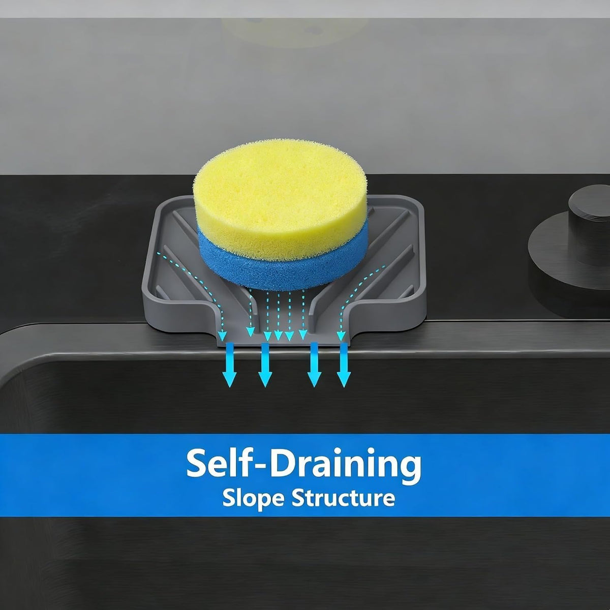 Sponge Holder for Kitchen Sink,5"x 3.5",Dish Sponge Holder Soap Tray