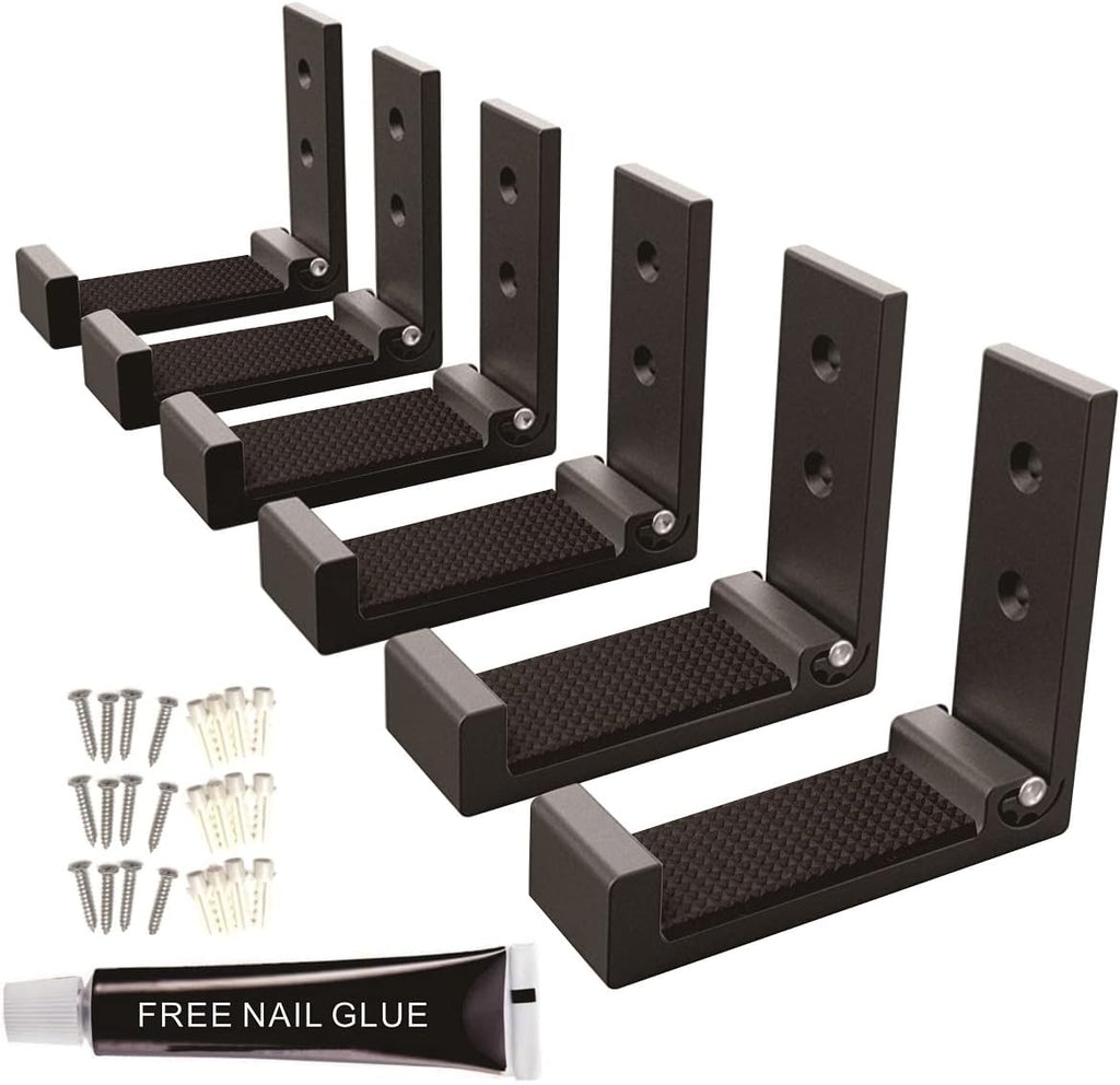 Wall Hooks for Hanging Folding Coat Hooks 6 Pack Heavy Duty Wall Mounted Hook Hangers for Key Coat Towel Hat Bag Backpack Headphone in Door Bathroom Closet (Black)