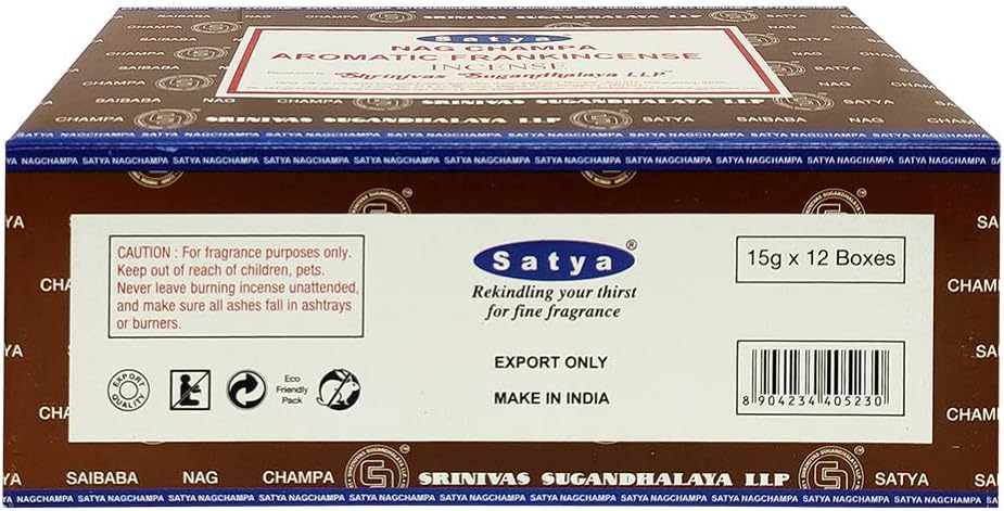 Satya 01344 Aromatic Frankincense Incense Sticks, 12 Packs x 15g, us:one Size