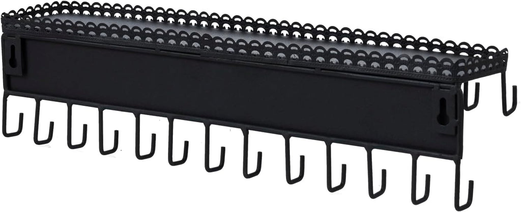 MyGift 15 Inch Wall Mounted Jewelry Organizer with 26 Hooks & Top Shelf