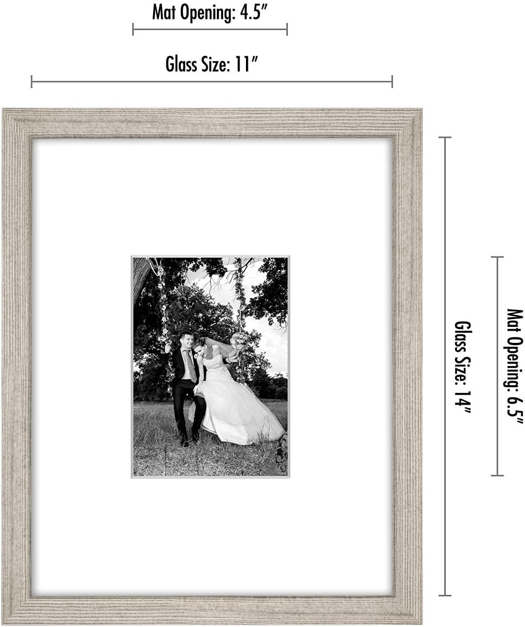 Americanflat 11x14 Picture Frame - Matted to 5x7 - Driftwood