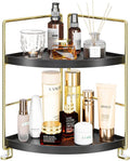 KINGNERWI 2-Tier Bathroom Counter Organizer, Vanity Corner Shelf, Black