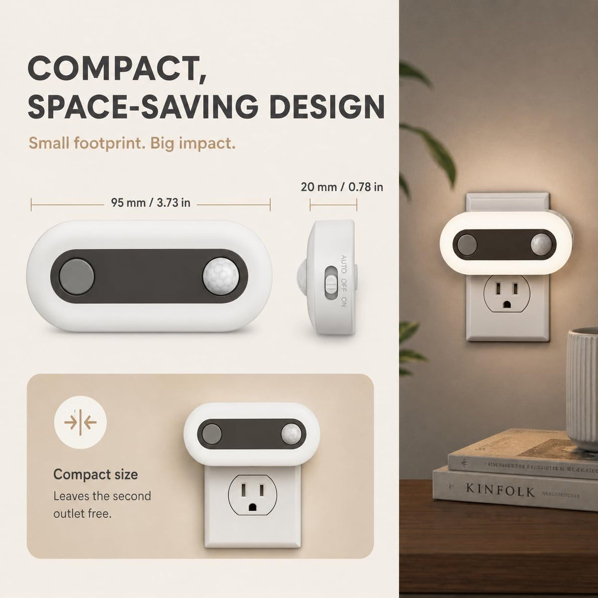Plug In Night Light with Motion Sensor and Dusk to Dawn