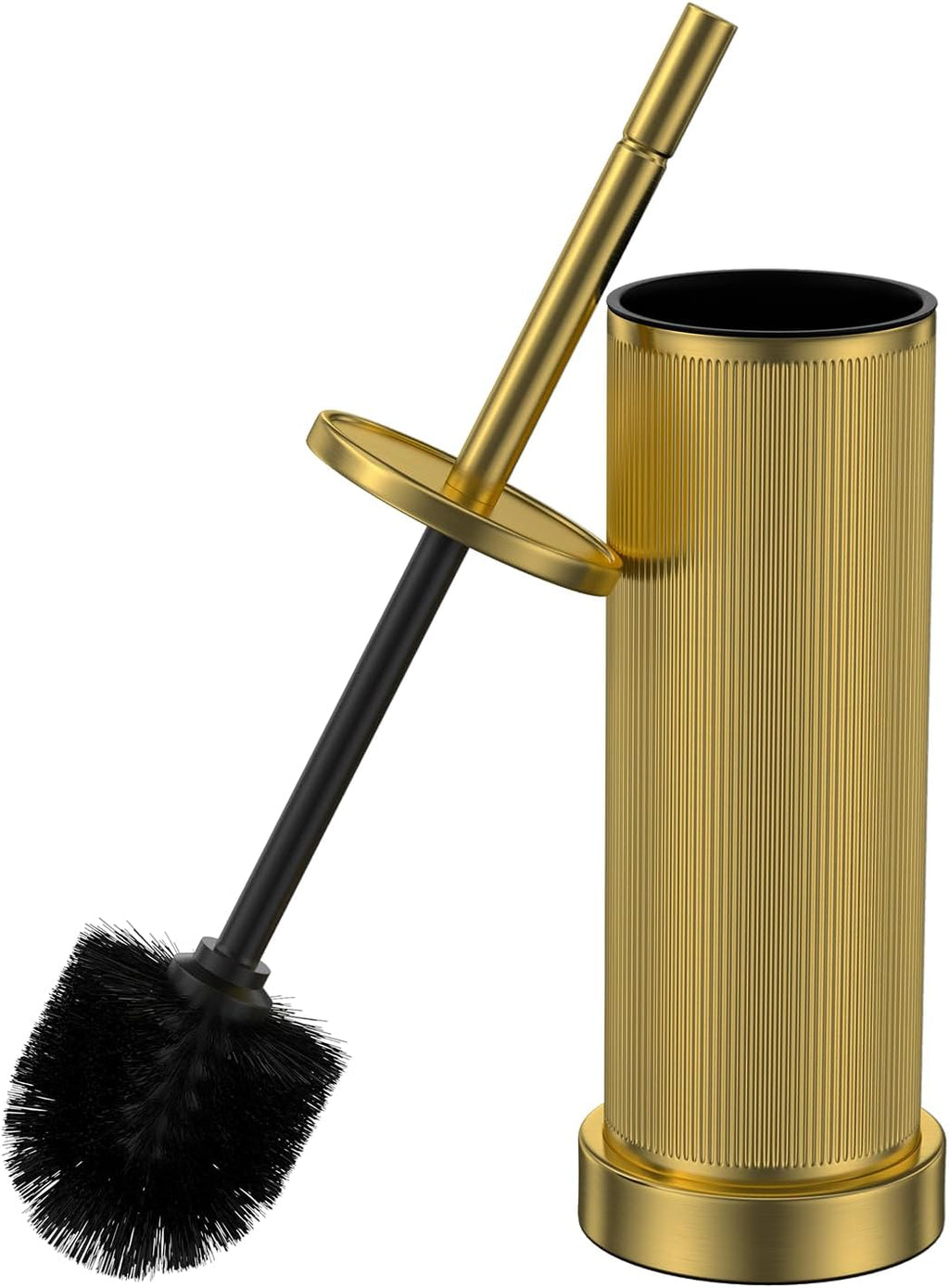 Metal Vertical Grain Toilet Bowl Brush and Holder Set Scrubber Warm Gold