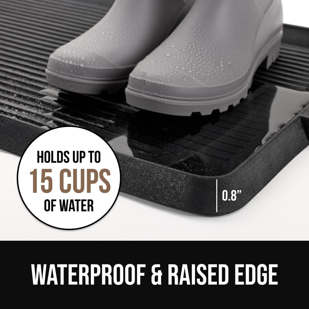 GORILLA GRIP Boot Tray for Shoes, Natural Rubber Door Mat, 24x16 Black