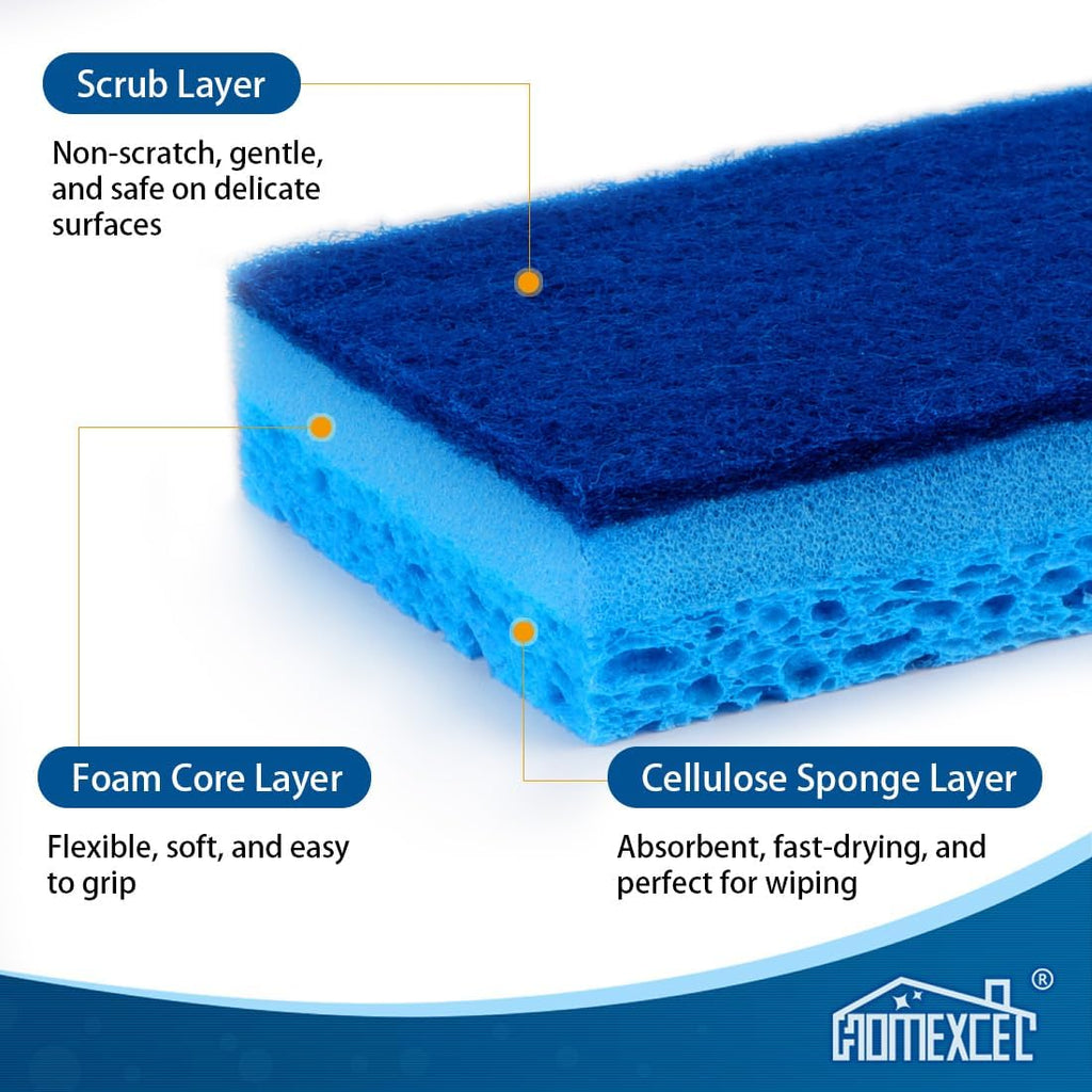 HOMEXCEL Sponges Kitchen 24 Pcs, Non-Scratch Sponge for Cleaning Dishes