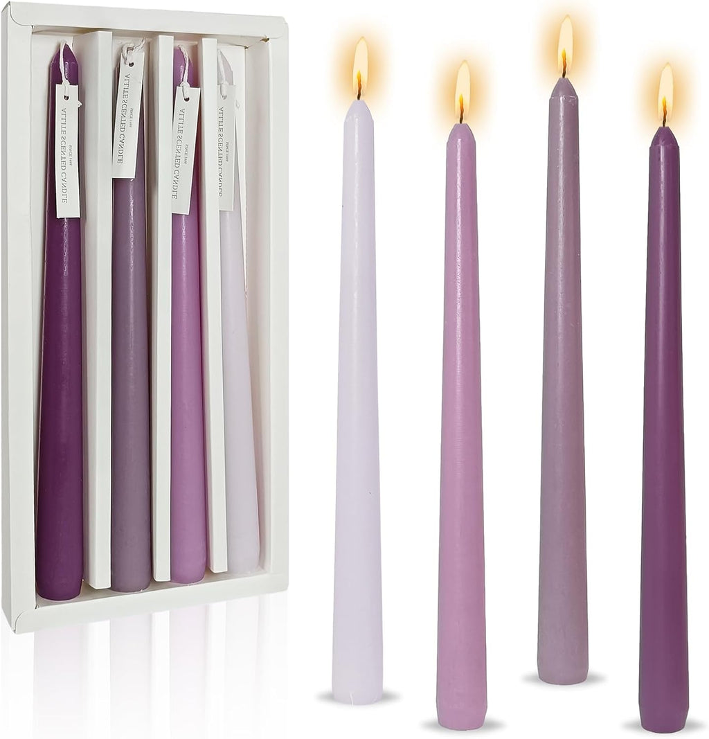 Candlesticks Long Taper Candle,Lavender Scented 10 Inches Gradient Purple Candle Sticks Smokeless Tapered Candles for Home Décor Holiday Gifts