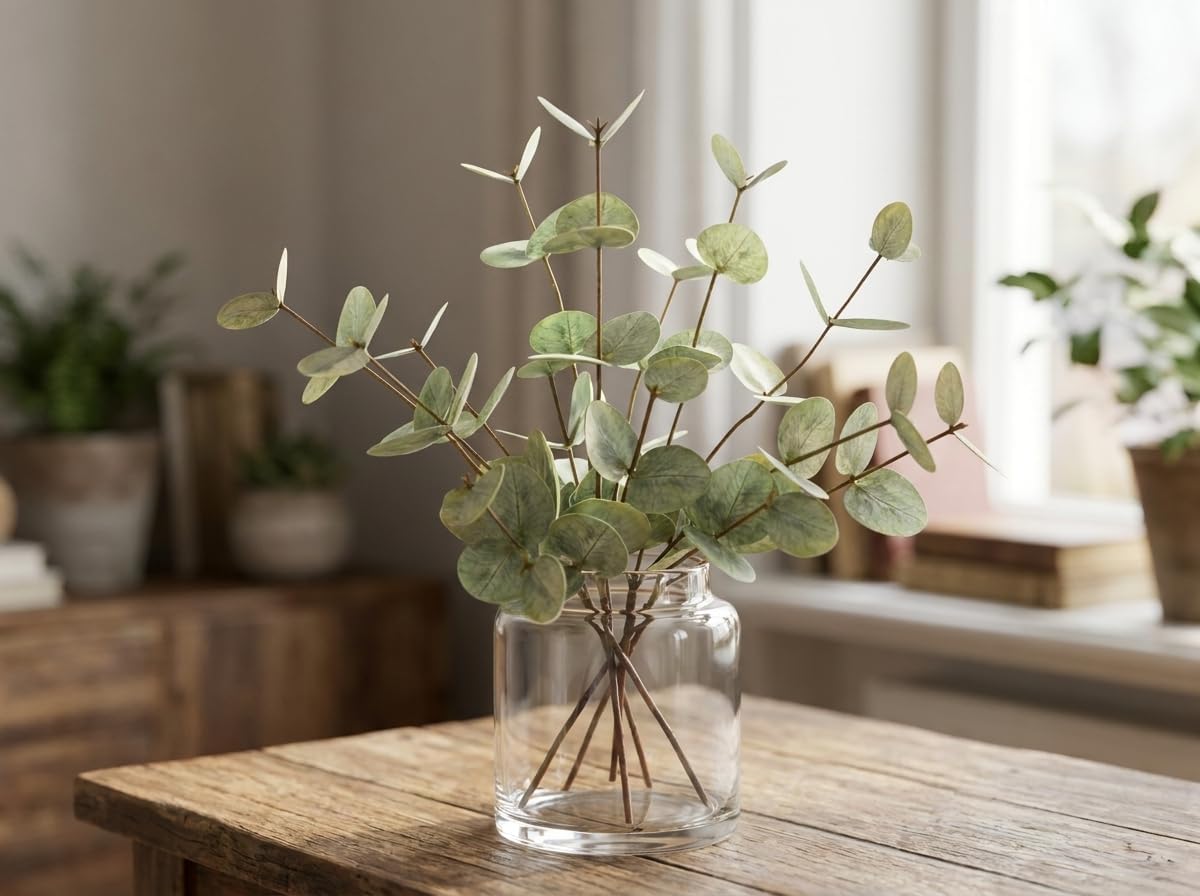 WEALD TRIBE 3PCS 19.2" Artificial Eucalyptus for Shower Stems Branches