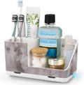Toothbrush Holders for Bathroom Countertop Organizer (White Marble Grain)