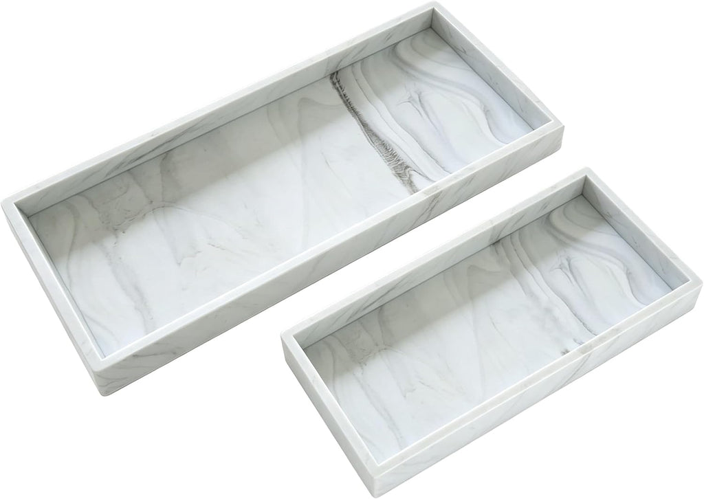2 Pack Silicone Bathroom Vanity Tray Large 11.8" ＆ Small 7.8" Set