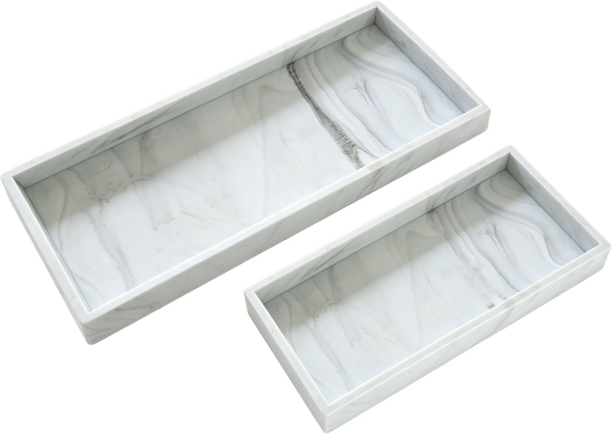 2 Pack Silicone Bathroom Vanity Tray Large 11.8" ＆ Small 7.8" Set