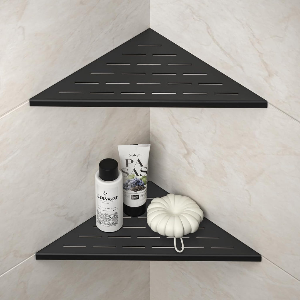 Corner Shower Shelf, 12" Matte Black