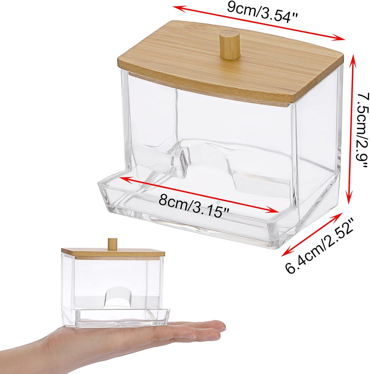 Hipiwe Acrylic Q-Tip Holder with Lid - Clear Q-Tips Dispenser Bathroom Containers Canister Cotton Swab Holder Bathroom Countertop Storage Organizer for Q-tip Cotton Swab