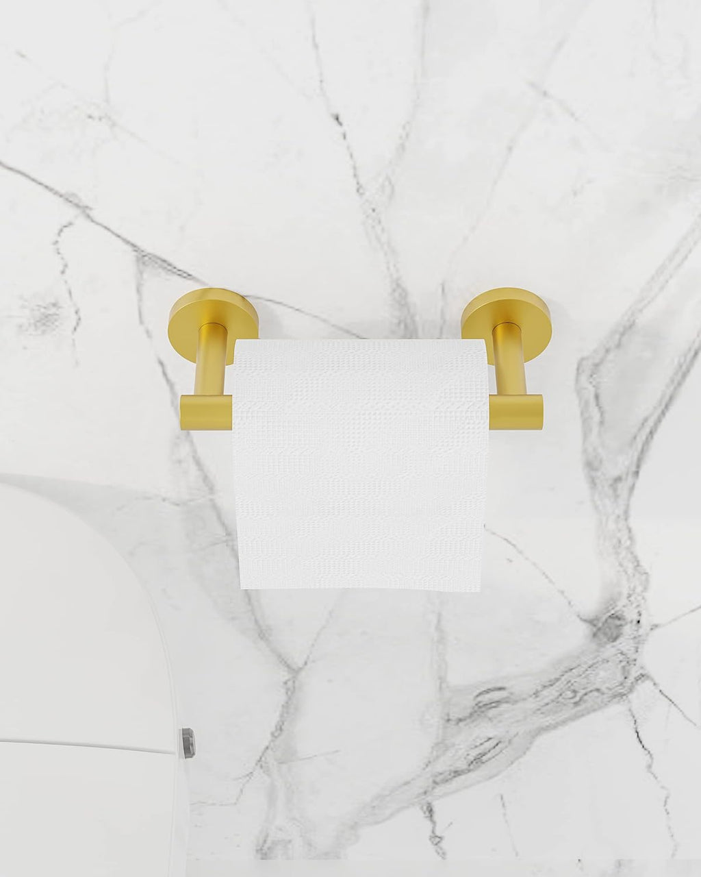 RUACQ Brushed Gold Toilet Paper Holder Wall Mount for Bathroom