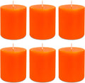 6 Pk Orange Pillar Candles 2.75x3.25 Unscented Smokeless Hand Poured