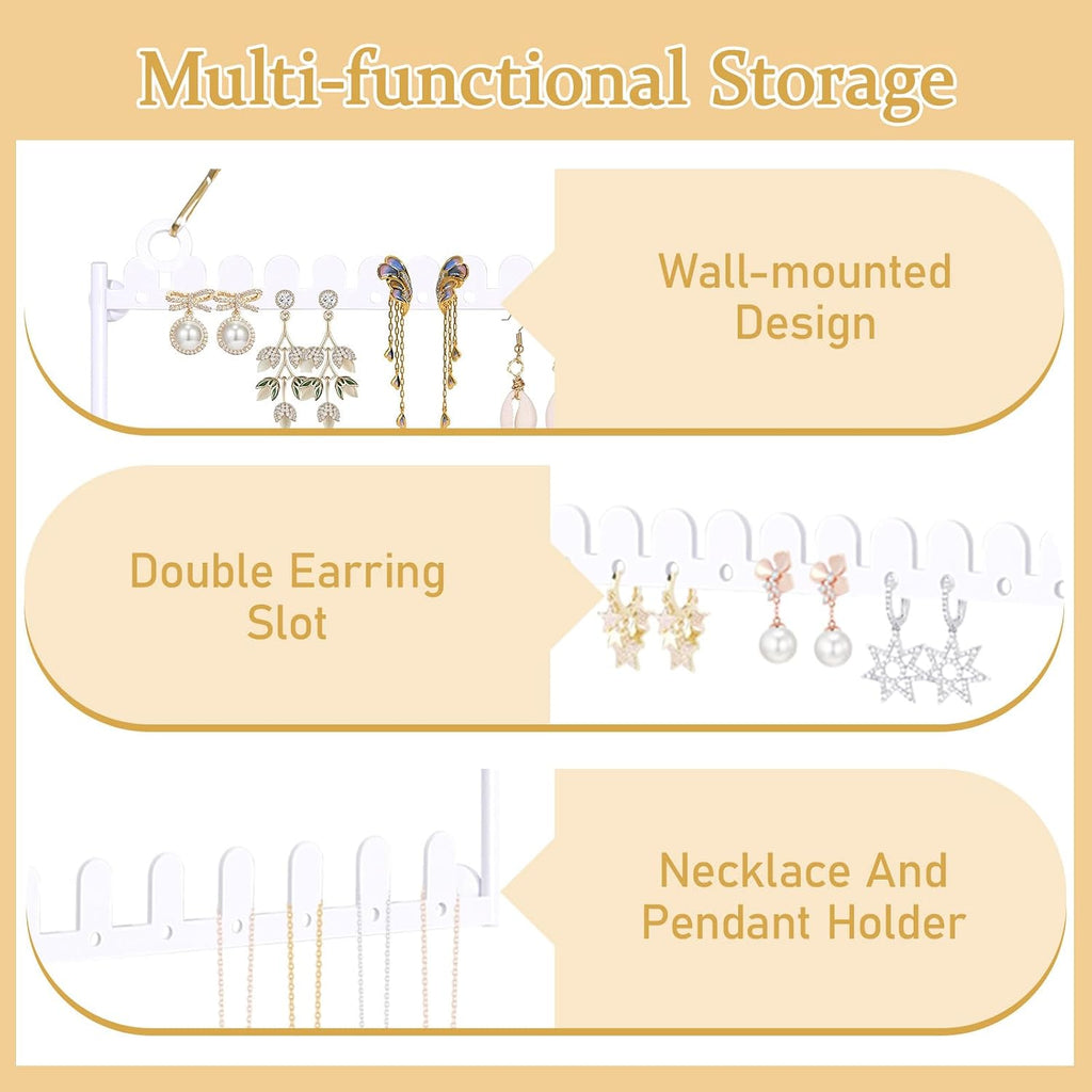 6 Tier Earring Holder Wall Mounted Hanging Earring Organizer White