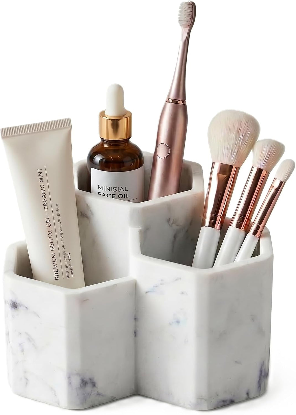 Resin Toothbrush Holder, 3-Slot Bathroom Countertop Organizer