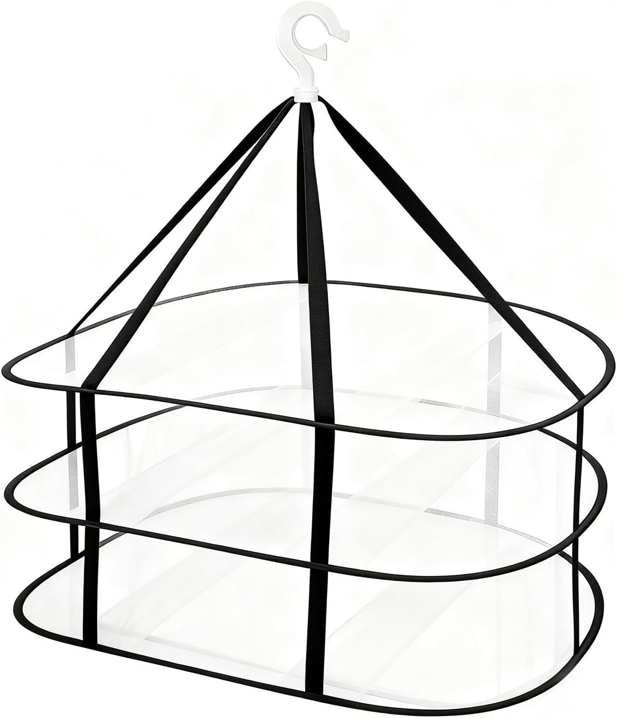 Fashion & Lifestyle 3-Tier Foldable Clothes Black Drying Rack, Hanging Mesh Laundry Dryer with Sturdy Frame for Delicates/Sweaters/Underwear, Space-Saving Indoor Outdoor Drying Organizer