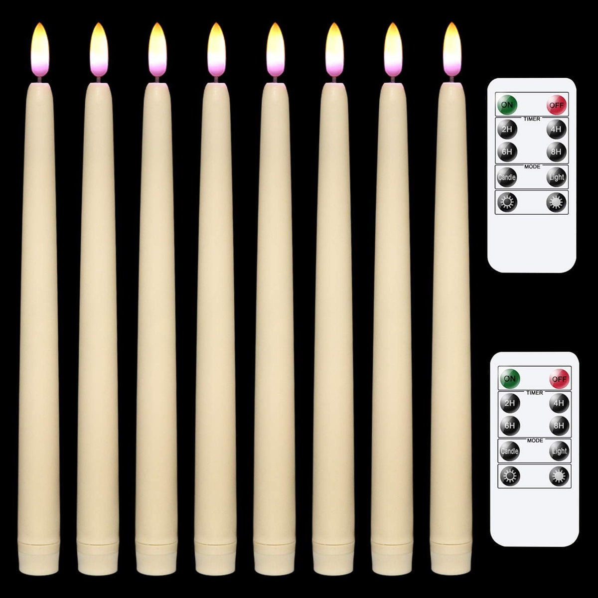 Wondise Real Wax Tall Flameless Taper Candles with Remote Timer