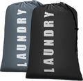 Isink Laundry Bag,2 Pack Travel Laundry Bags for Dirty Clothes,Large Laundry Bags for Camping & Traveling,Dirty Clothes Travel Bag,24" x 36" (Black+ Gray)