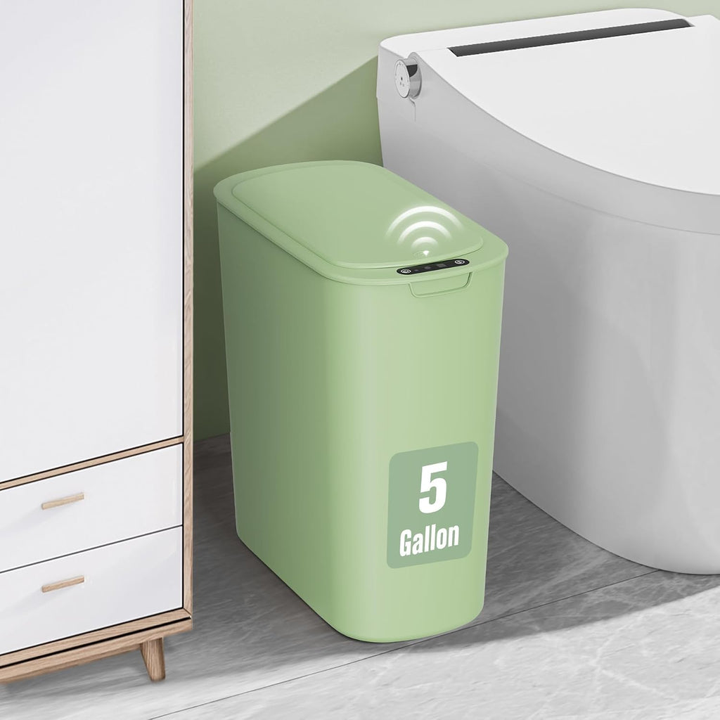 Cesun 5 Gallon Automatic Bathroom Trash Can with Lid, Green, Touchless