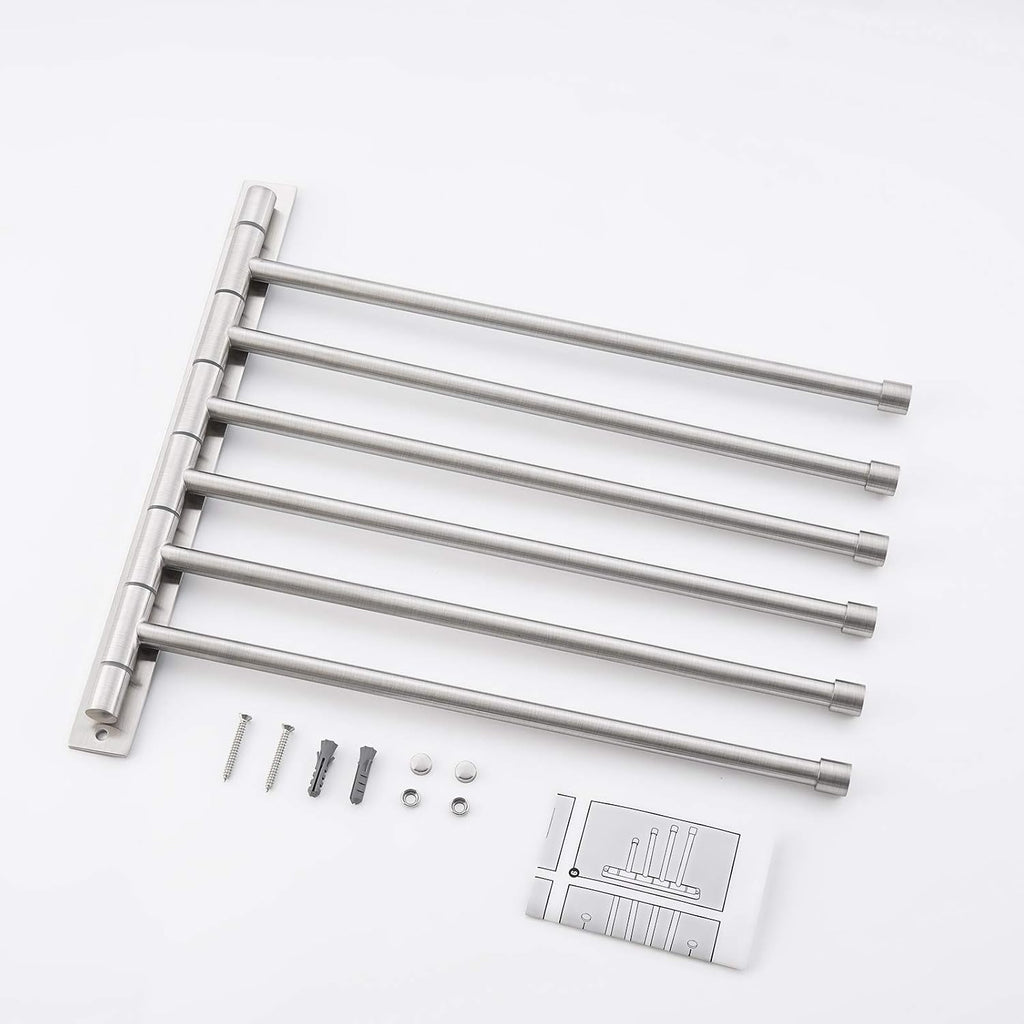 KES Swing Out Towel Bar, 6-Bar Folding Arm Swivel Hanger, 13 Inch
