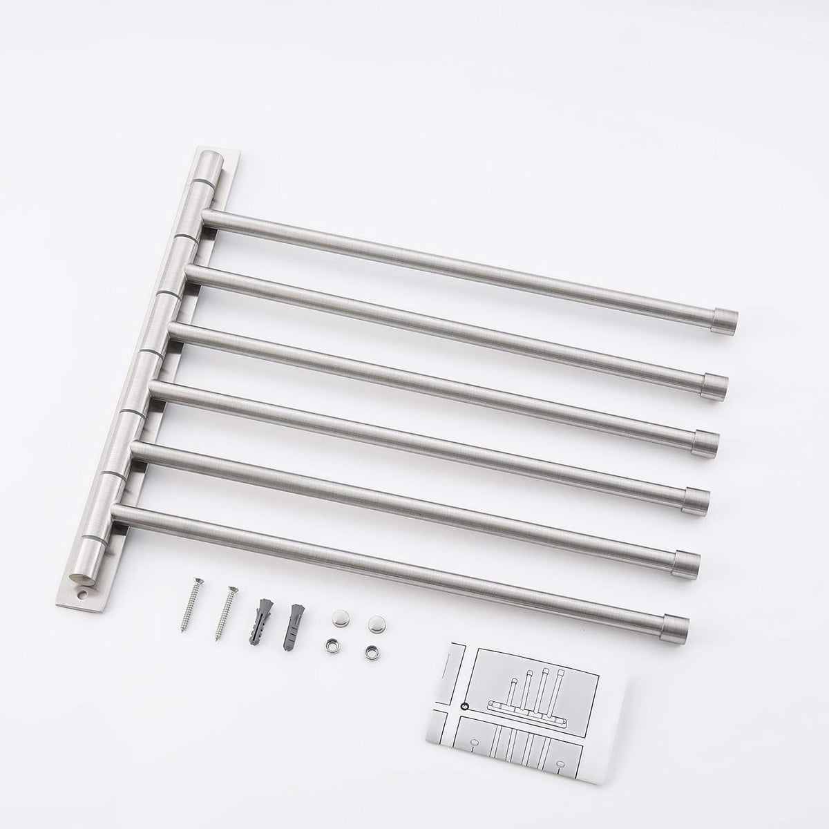 KES Swing Out Towel Bar, 6-Bar Folding Arm Swivel Hanger, 13 Inch
