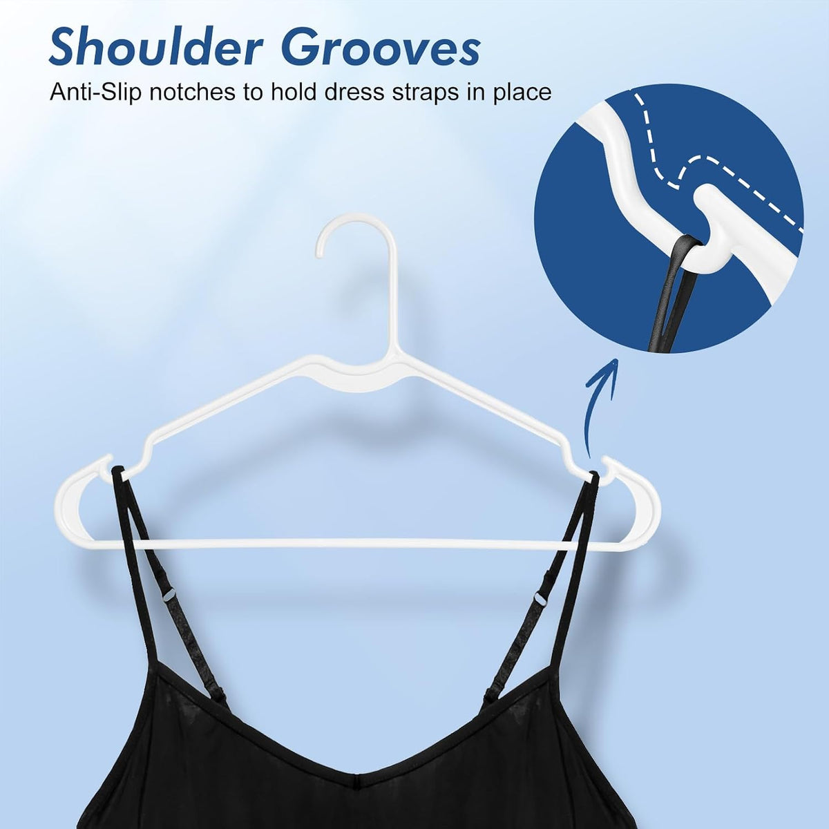 HOUSE DAY White Plastic Hangers 100 Pack, Slim with Non-Slip Extended Notch