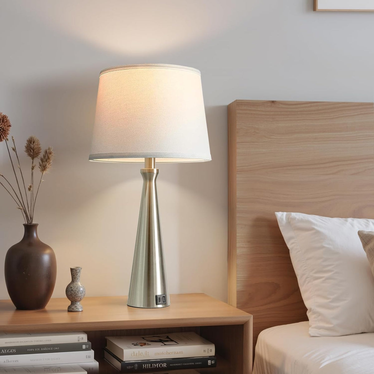 Modern Touch Lamps for Nightstand, 3 Way Dimmable Bedroom Lamp Set of 2