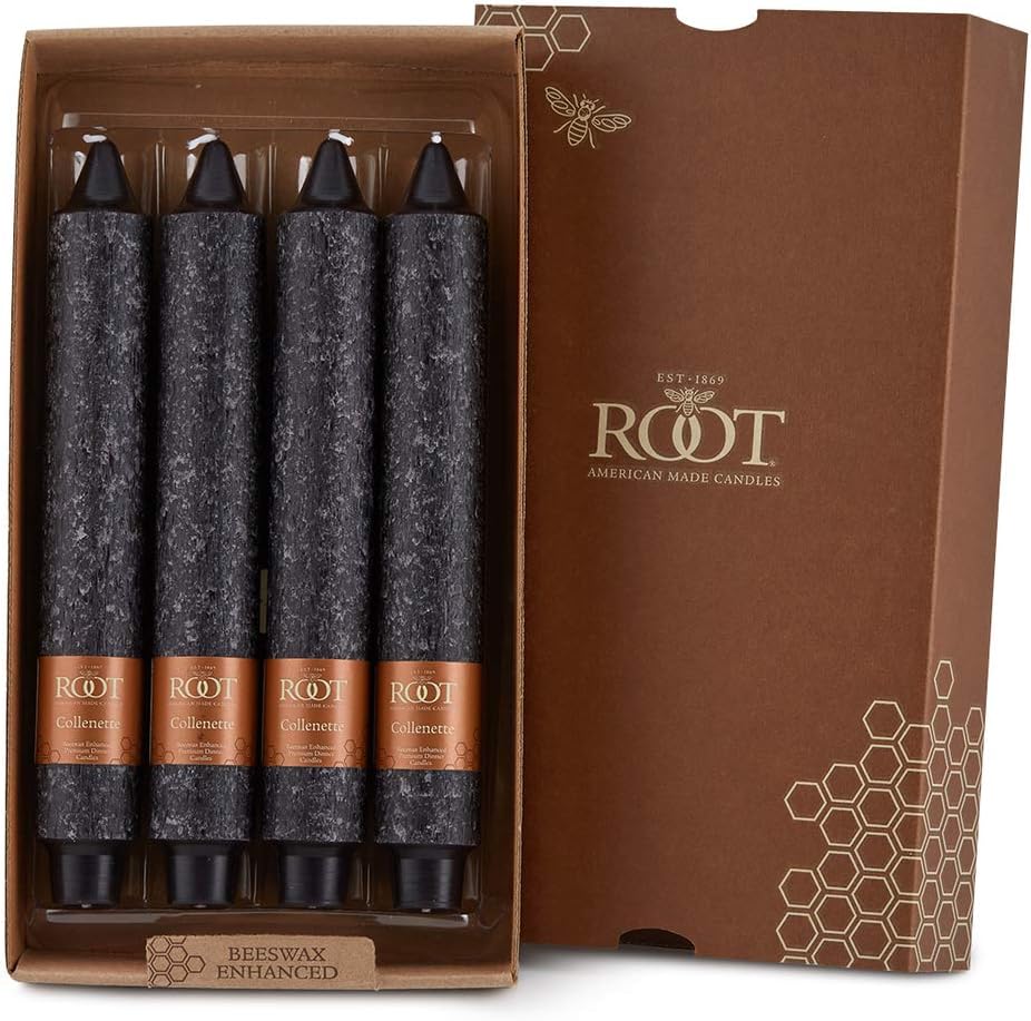 Root Candles Unscented Timberline Collenette Candles, 9", Black, 4-Count