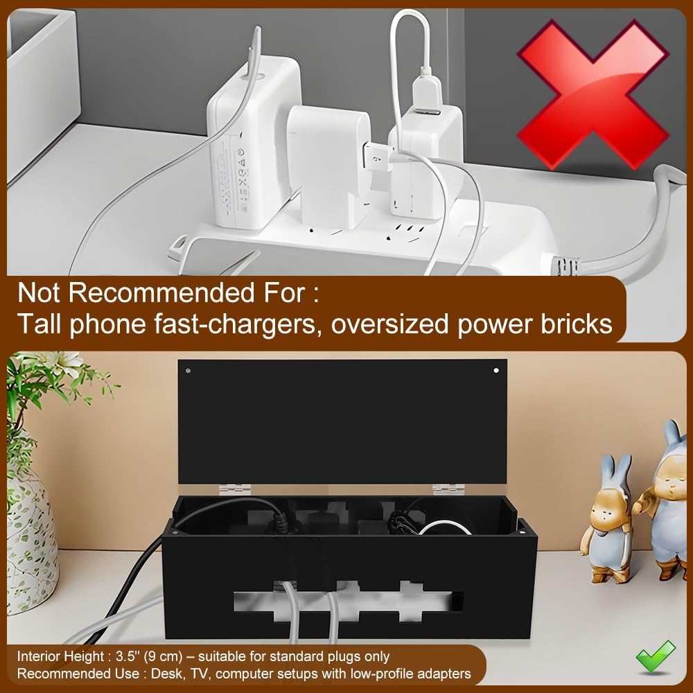 Cable Management Box with Magnetic Lock, Cord Organizer for Desk