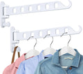 Laundry Drying Rack Wall Mounted - Swing Arm Clothes Hanger with 6-Hole, 180° Rotation Coat Hanger Holder, Foldable Valet Hook for Laundry Closet (2-Pack, White)