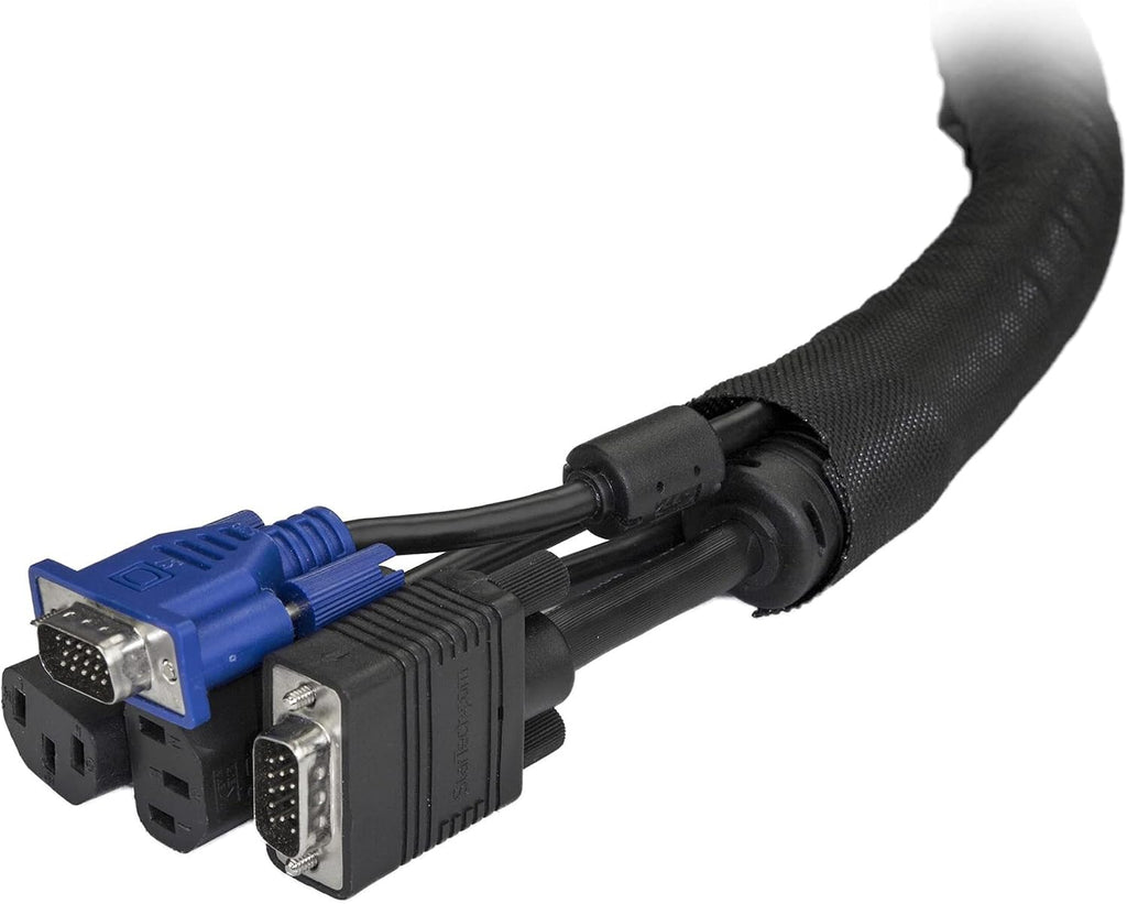 StarTech 6.5' (2m) Cable Management Sleeve, Black, Trimmable (WKSTNCM)