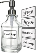 JASAI Antique Design Soap Dispenser with Rust Proof 304 Stainless Steel Pump, Refillable Glass Soap Dispenser with 10Pcs Clear Stickers, Premium Kitchen & Bathroom Soap Dispenser