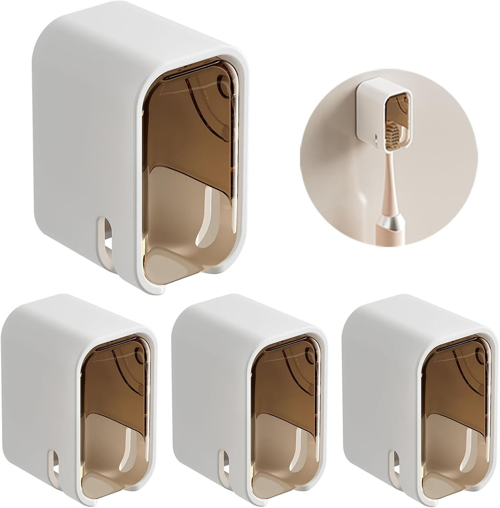 4PCS Toothbrush Holders Wall Mounted with Cover Tooth Brush Holder