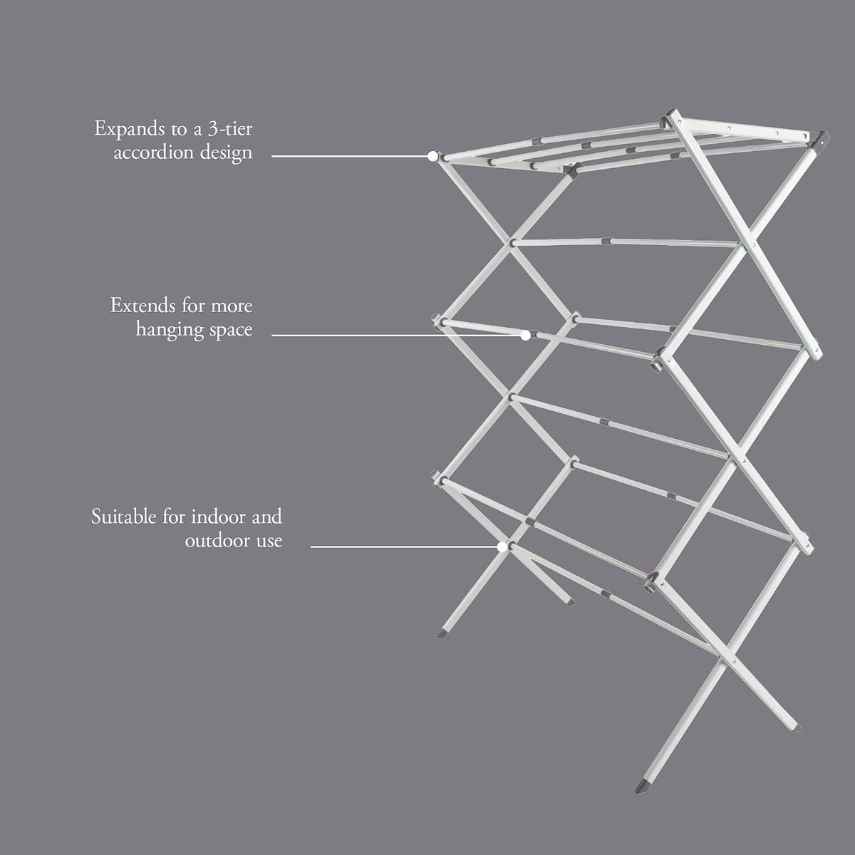 Gibson Home Clothes Drying Rack, Foldable Expandable Laundry Rack, White