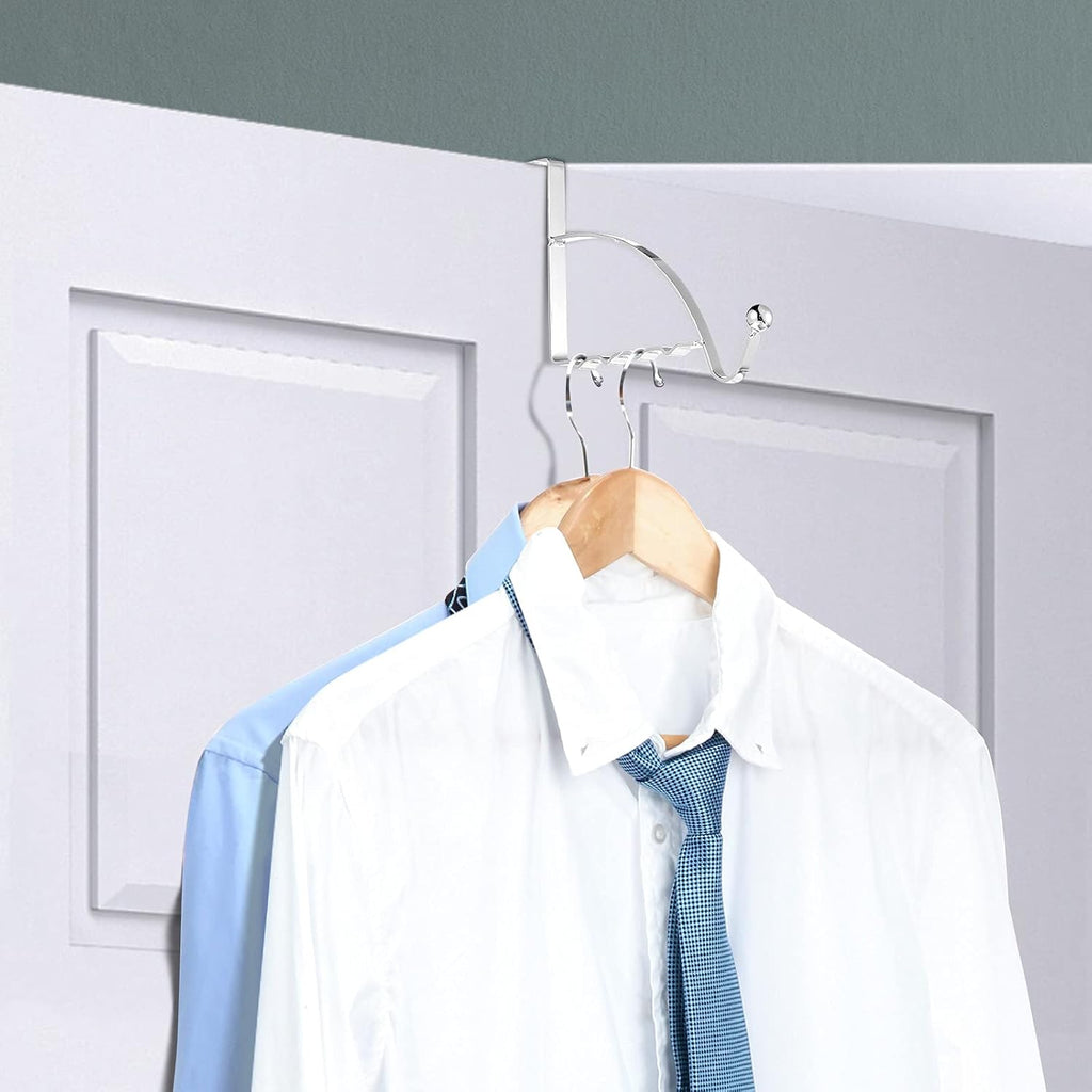 Hotop 2 Pcs Metal Over The Door Hooks, Clothes Hanger, Silver