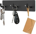RELBRO Key Holder Wall Mount, Key Rack with 3 Hooks, Small, Black