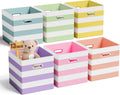 CroBlissful 13 Inch 6 Pcs Fabric Storage Cubes with Handle, Macaron Color