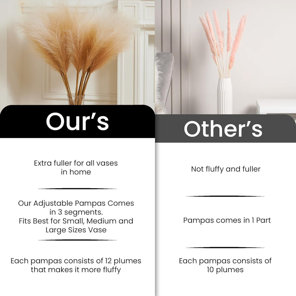 7 Pcs Faux Pampas Grass-45 Inches/3.75ft Large Boho Decor Fluffy Artificial Pompas Grass Décor Tall Vase Filler for Home Wedding Decoration (Beige Gradient, 7)