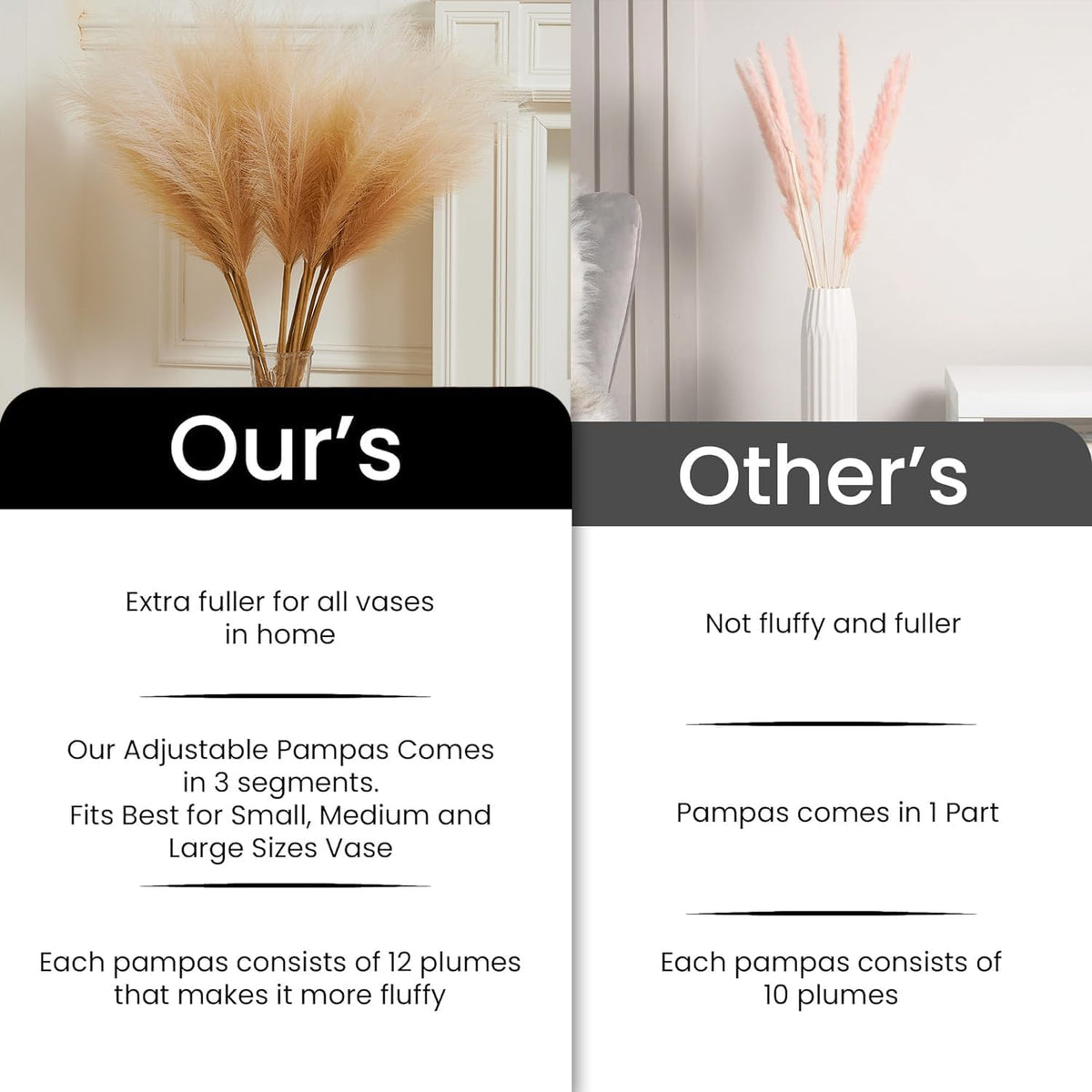 7 Pcs Faux Pampas Grass-45 Inches/3.75ft Large Boho Decor Fluffy Artificial Pompas Grass Décor Tall Vase Filler for Home Wedding Decoration (Beige Gradient, 7)