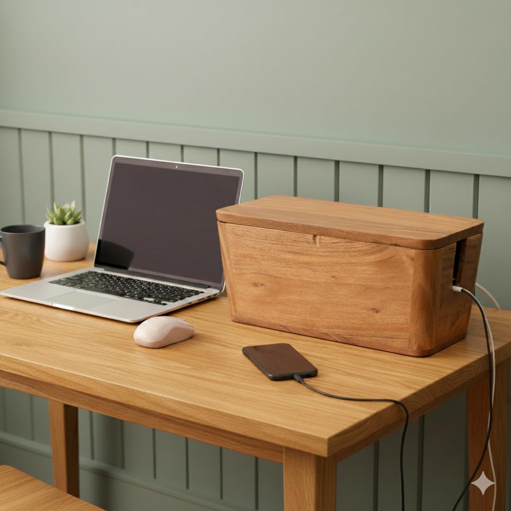 Extra Large Cable Management Box, Power Strip & Cord Hider, Desk Organizer
