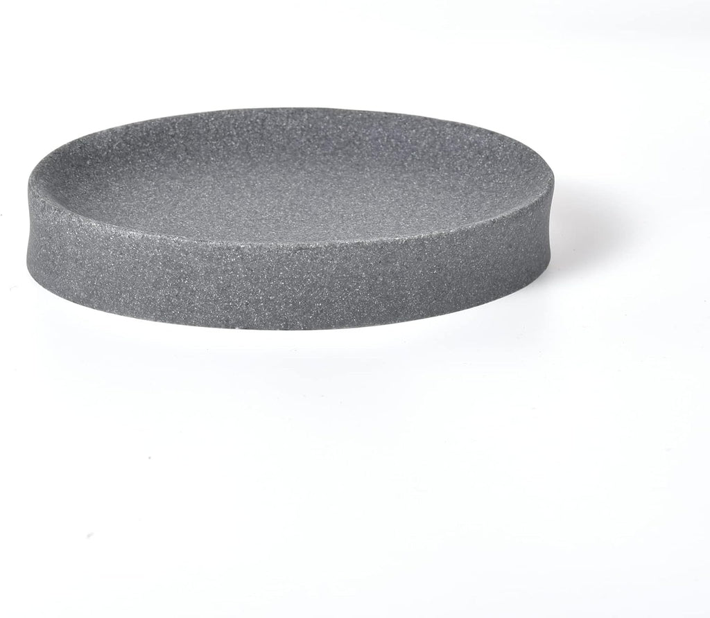 IMEEA Oval Resin Soap Dish for Bathroom Sink Stone-Look Soap Tray Holder for Bar Soap, Sponge or Shampoo Bar (Grey)