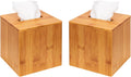 Bamboo Square Tissue Box Cover Holder Case Cover Holder Box Napkin Holder Organizer Stand(Set of 2, 5.67 x 5.67 x 5.67inches) - MK273AA