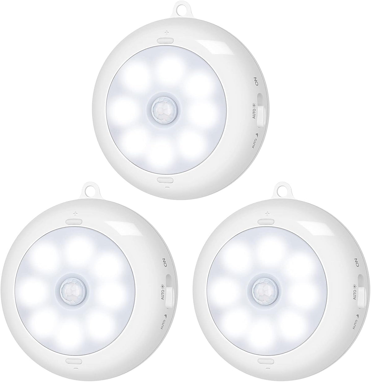 Alivation Motion Sensor Light Indoor, LED Closet Lights Battery Operated, Motion Sensor Night Light Under Cabinet Lighting, 3 AA Battery Powered Lights, Puck Lights for Wall, Stair, Dimmable (3 Pack)
