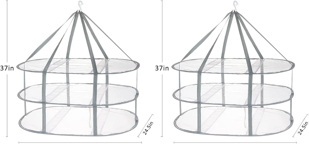 2 Pack 3-Tier Folding Mesh Clothes Hanging Dryer, Sweater Drying Rack, Large Laundry Drying Rack, Lay fold Flat Dry Hanger, Mesh Clothes Hanging Dryer - XL(3Tier)+XL(3Tier)