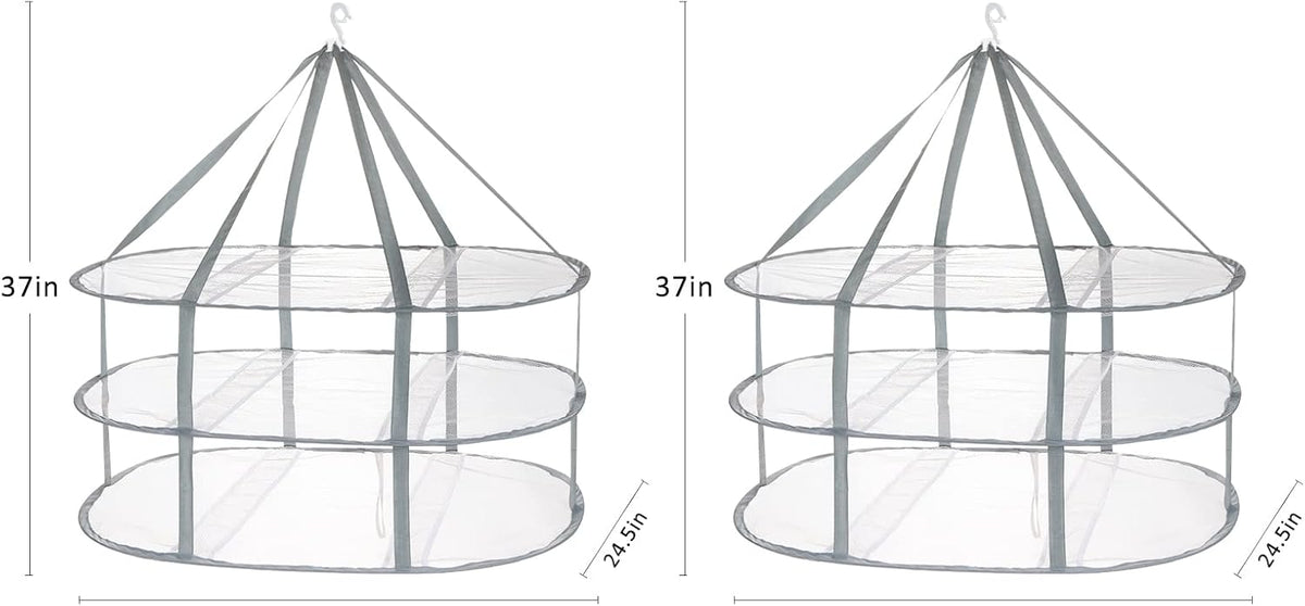 2 Pack 3-Tier Folding Mesh Clothes Hanging Dryer, Sweater Drying Rack, Large Laundry Drying Rack, Lay fold Flat Dry Hanger, Mesh Clothes Hanging Dryer - XL(3Tier)+XL(3Tier)
